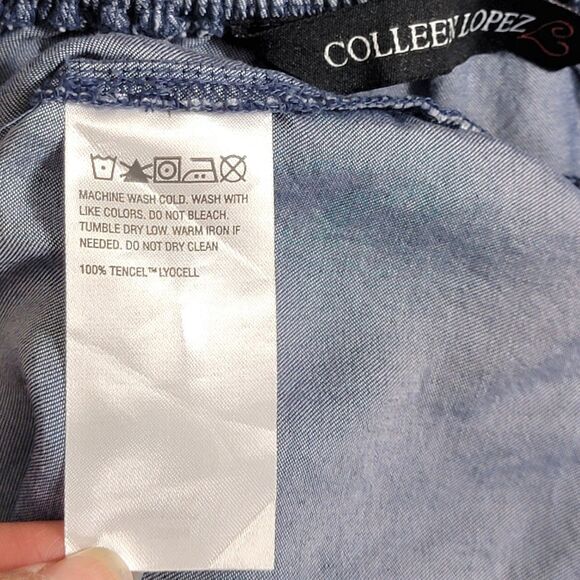 Colleen Lopez Dress Womens M Blue Chambray Off The Shoulder Bell Sleeve Boho - Picture 9 of 9